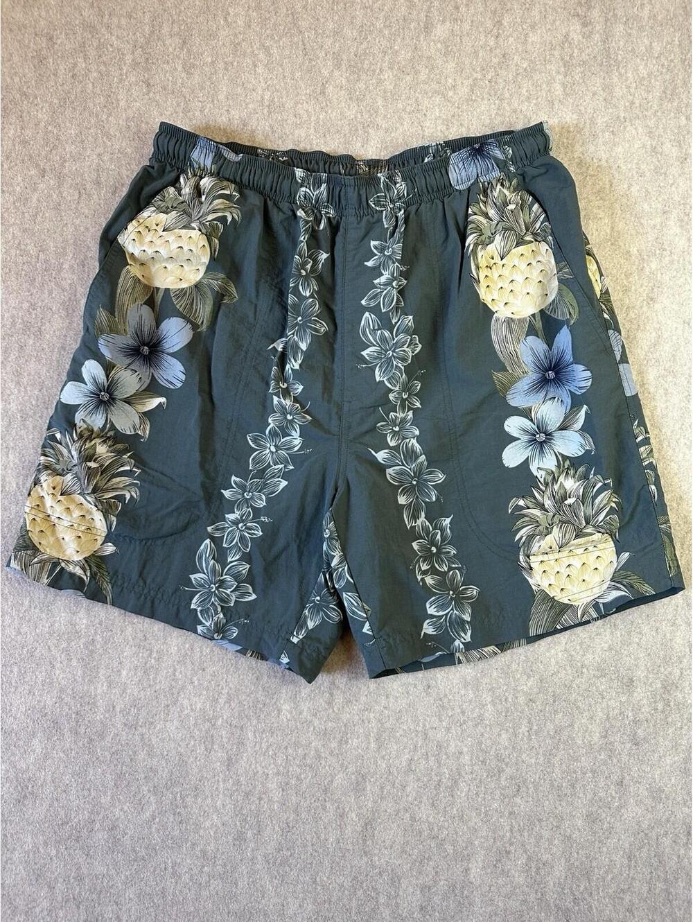 TOMMY BAHAMA Paradise Nation Pineapple Floral Swim Trunks Mens Large